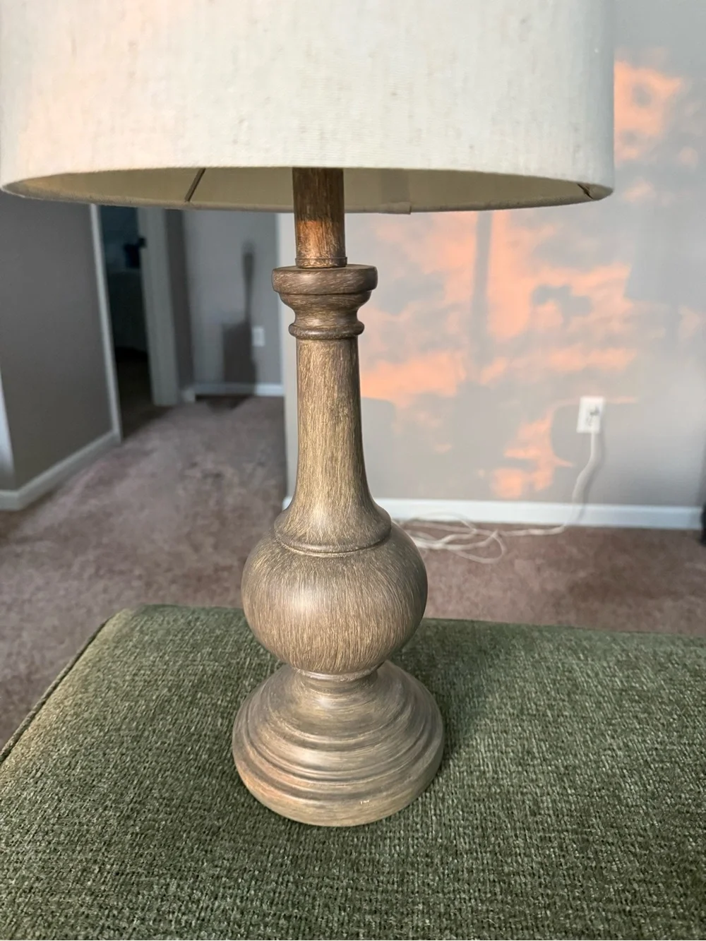 Neutral Wood Finish Table Lamp with Cream Shade - Home Accents